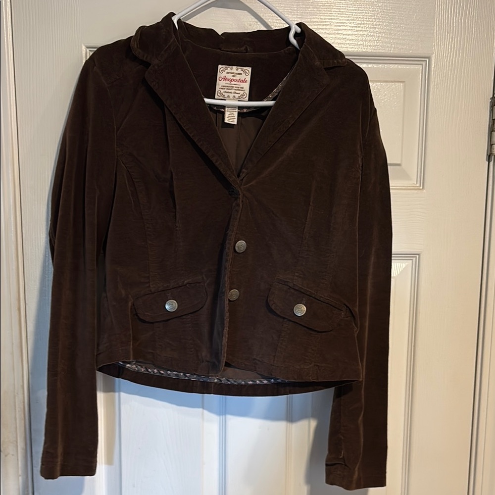 Chico's Brown Wool Blend Cropped Blazer